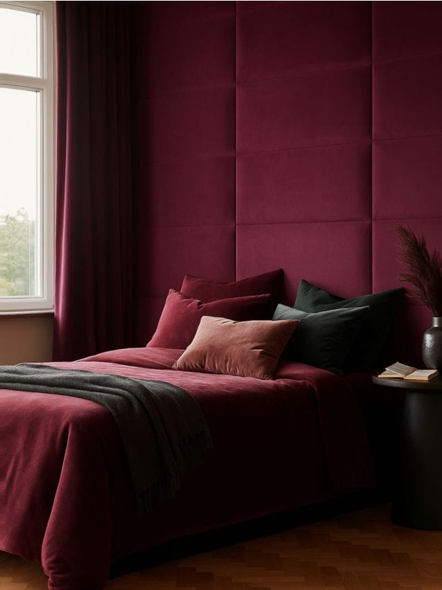 Sinsay - Čalúnený panel s zamatovým povrchom - bordová