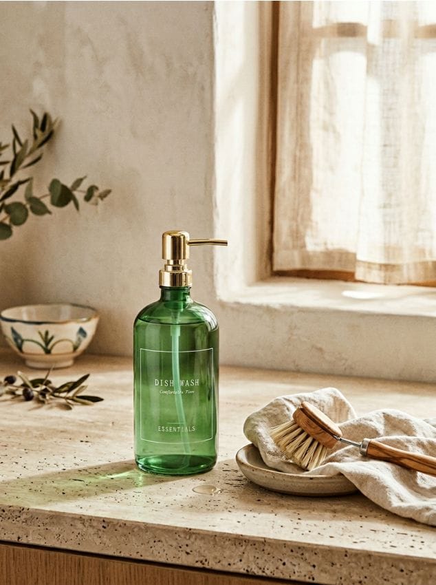 Sinsay - Sticlă din sticlă cu dozator pentru detergent de vase - verde