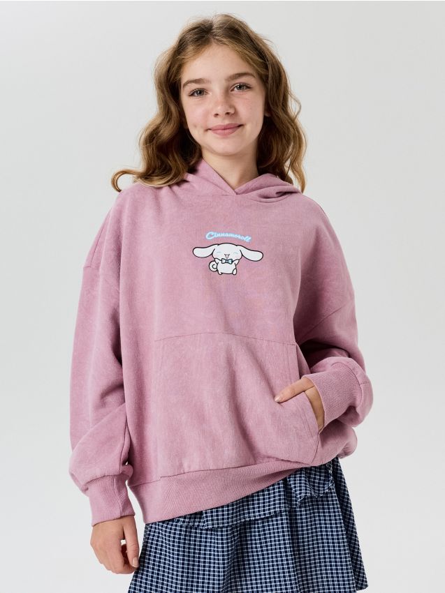 Sinsay - Hanorac din bumbac cu imprimeu pe spate Cinnamoroll - roz