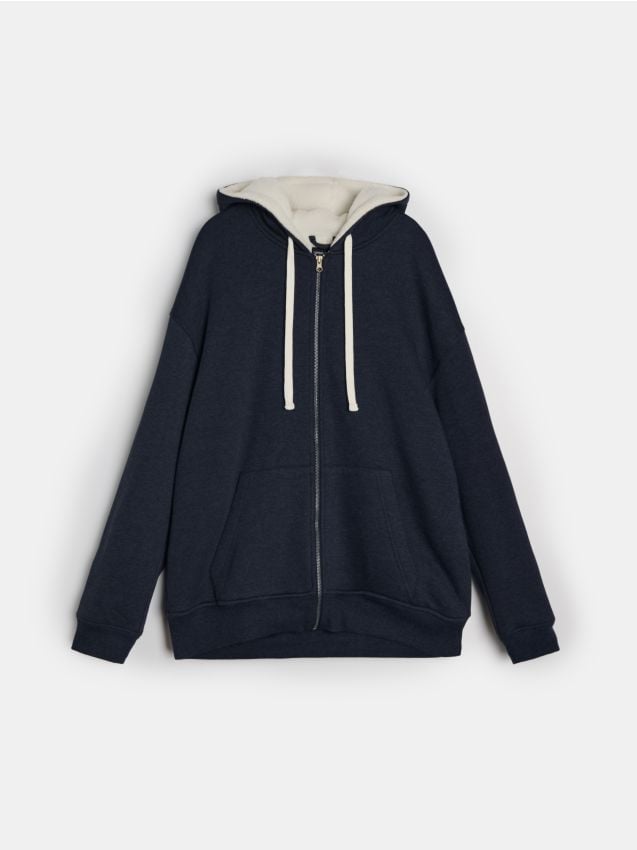 Sinsay - Mikina na zips s kapucňou - tmavomodrá