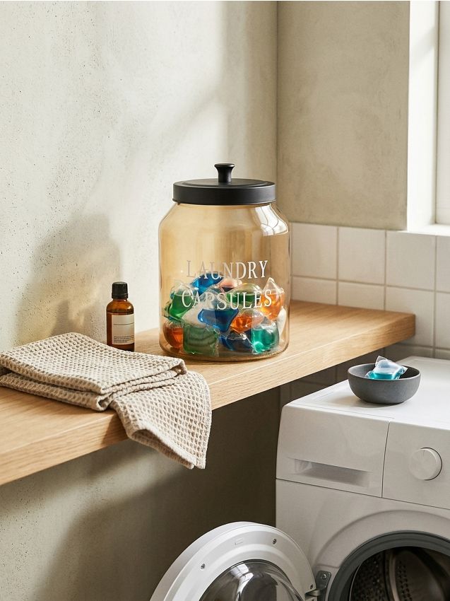 Sinsay - Recipient din sticlă cu capac pentru tablete de spălat - nude