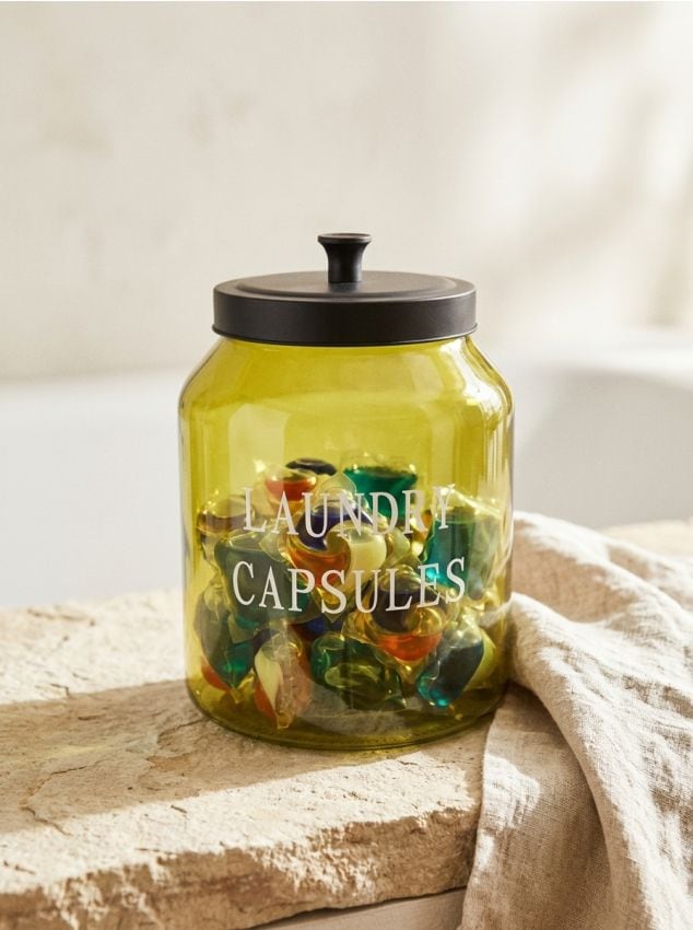 Sinsay - Recipient din sticlă cu capac pentru tablete de spălat - verde-pal