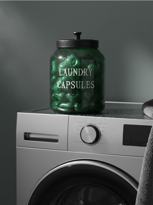 Sinsay - Recipient din sticlă cu capac pentru tablete de spălat - verde