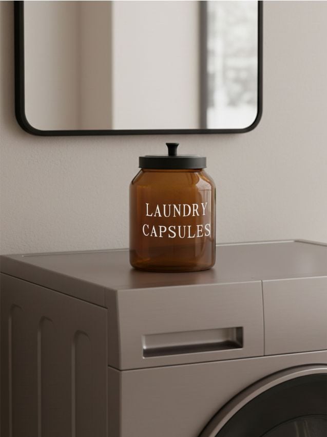 Sinsay - Recipient din sticlă cu capac pentru tablete de spălat - maro