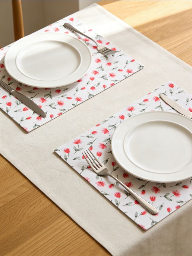 Sinsay - Suporturi de masă cu motiv floral, set de 2 - roz