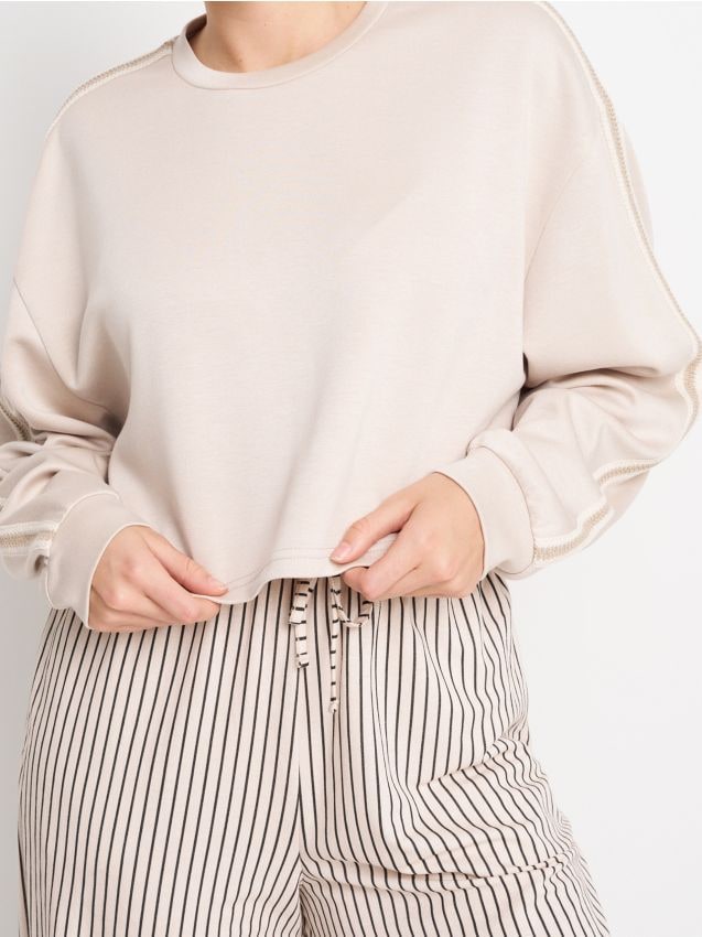Bluza z dekoracyjnymi lampasami soft touch - SINSAY