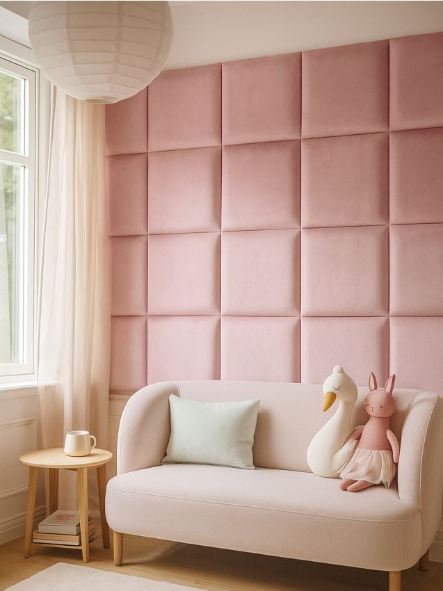 Sinsay - Panou tapițat cu finisaj din velur - roz-pastel