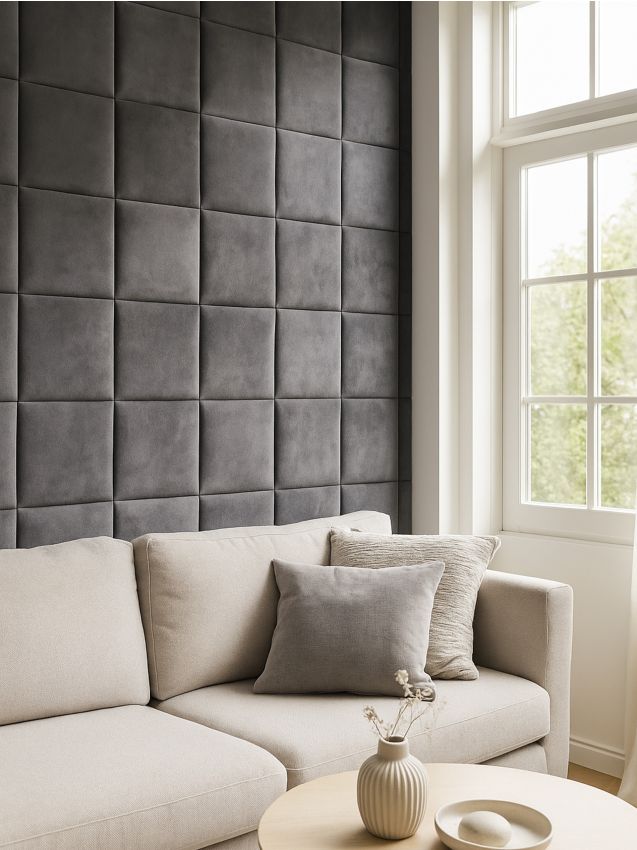 Sinsay - Čalúnený panel s zamatovým povrchom - svetlošedá