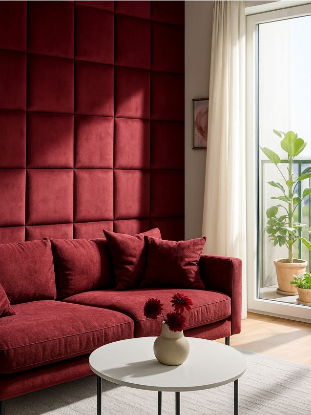 Sinsay - Čalúnený panel s zamatovým povrchom - bordová