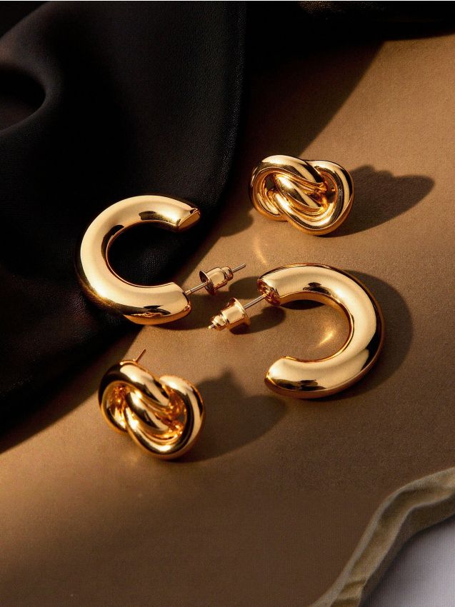 Sinsay - Súprava 2 párov náušníc - zlatá