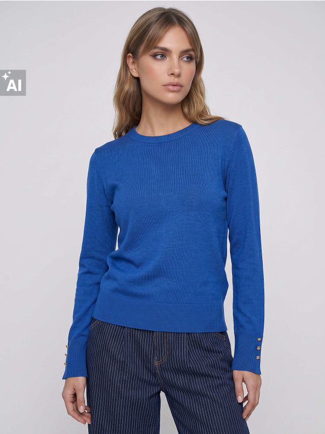 Sinsay - Pulover mulat, din material majoritar viscoză - indigo