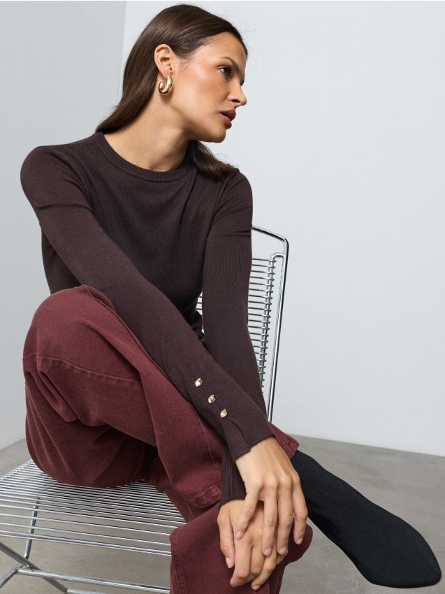 Sinsay - Pulover mulat, din material majoritar viscoză - dark grey jeans