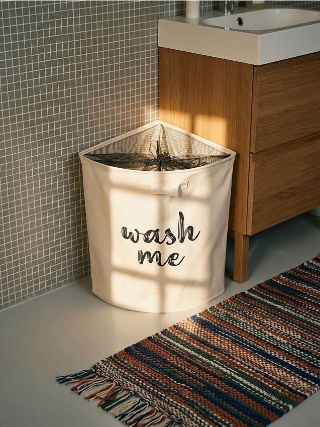 Sinsay - Coș de rufe cu inscripție WASH TIME - alb