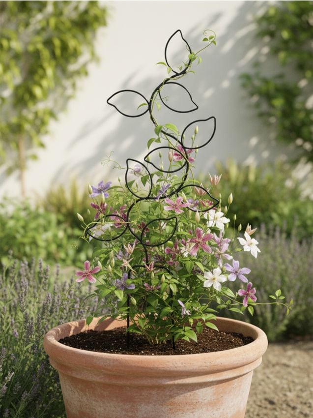 Sinsay - Suport din fier pentru plante cu motiv de frunze - negru