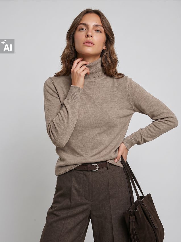 Sinsay - Pulover pe gât cu ornament auriu și vâscoză - altele