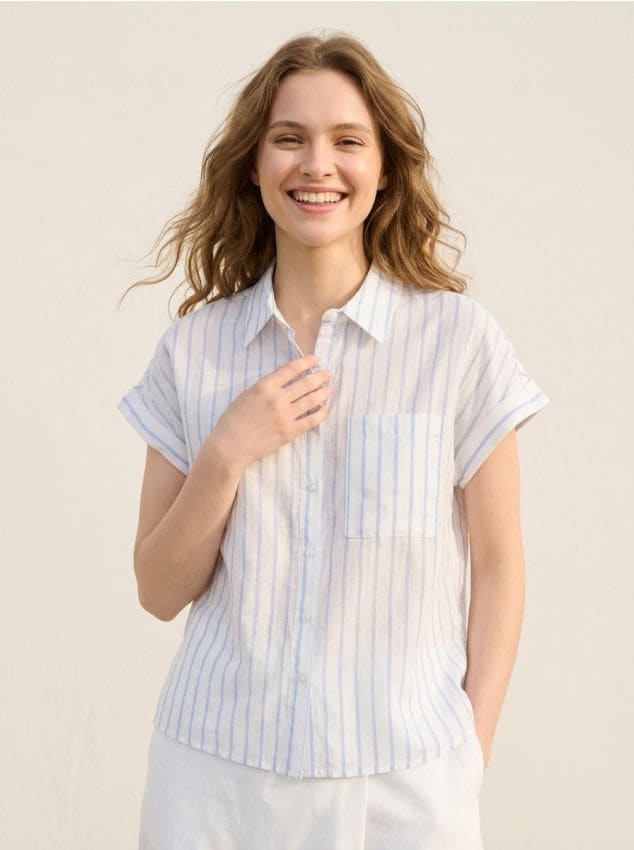 Camicia di cotone a maniche corte - multicolor