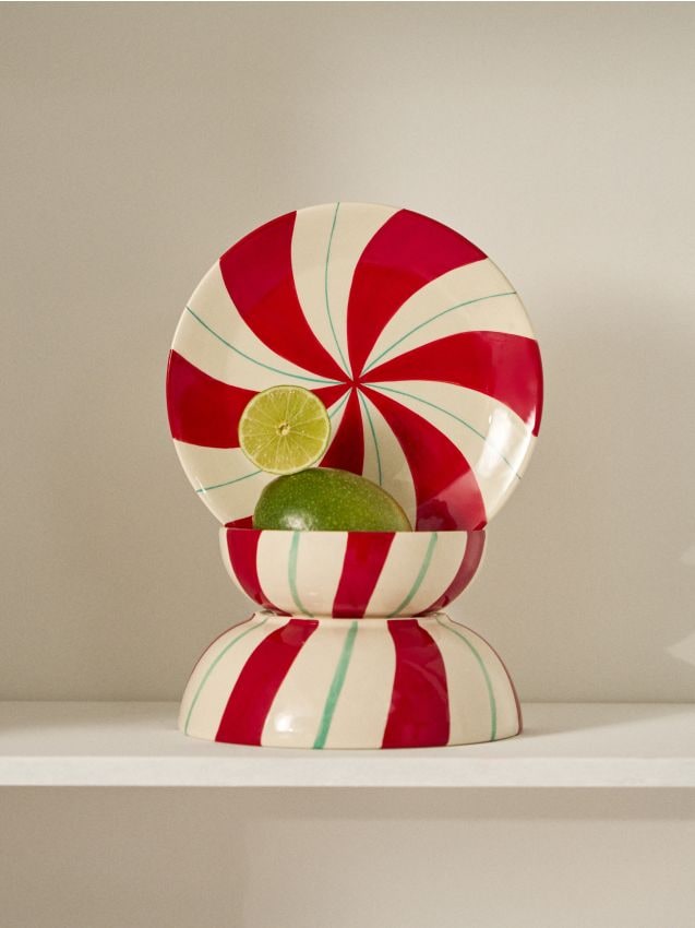 Sinsay - Vianočný dolomitový tanier s motívom cukríka - viacfarebná