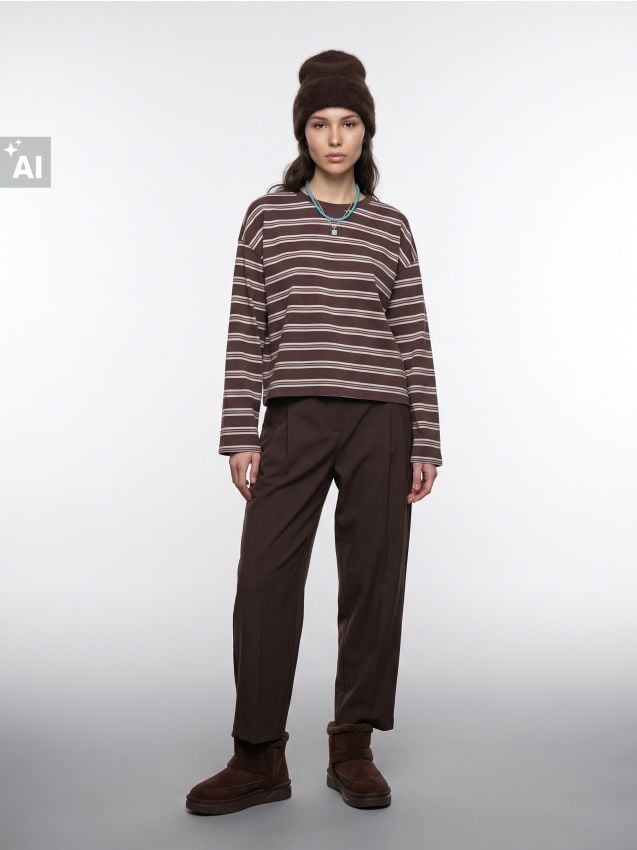Sinsay - Tricou din bumbac cu mânecă lungă în dungi - multicolor