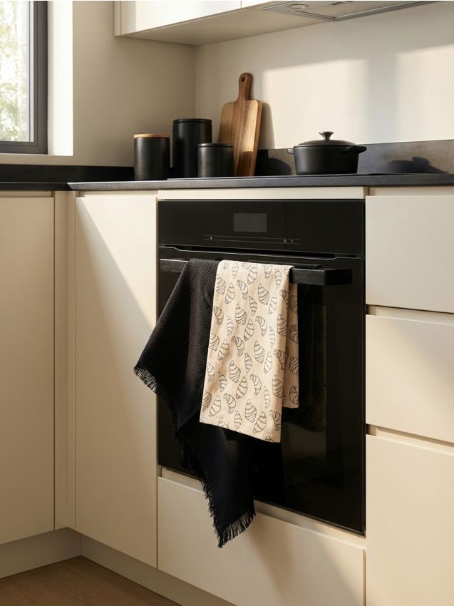 Sinsay - Set de prosoape de bucătărie cu motiv de croissante, 2 buc. - negru