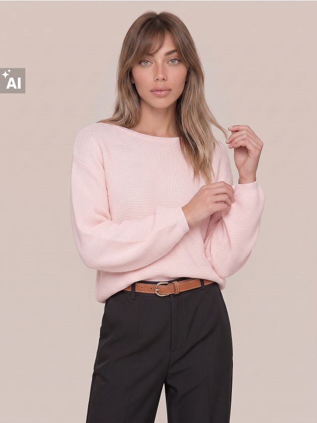 Sinsay - Pulover chunky cu mâneci largi - roz