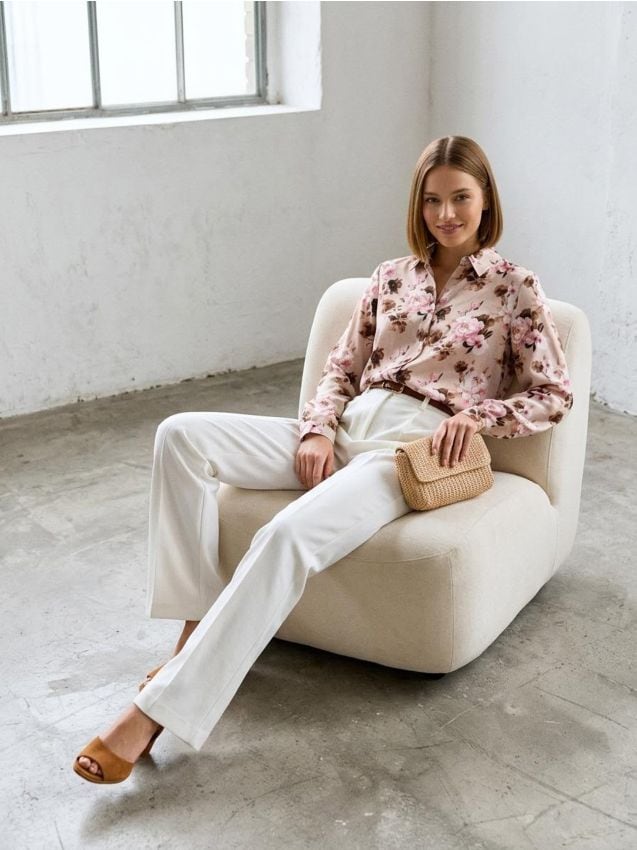 Sinsay - Koszula z domieszką lnu - wielobarwny