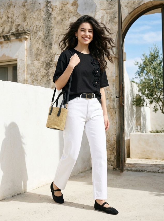 Sinsay - Jeansy mom fit comfort - biały