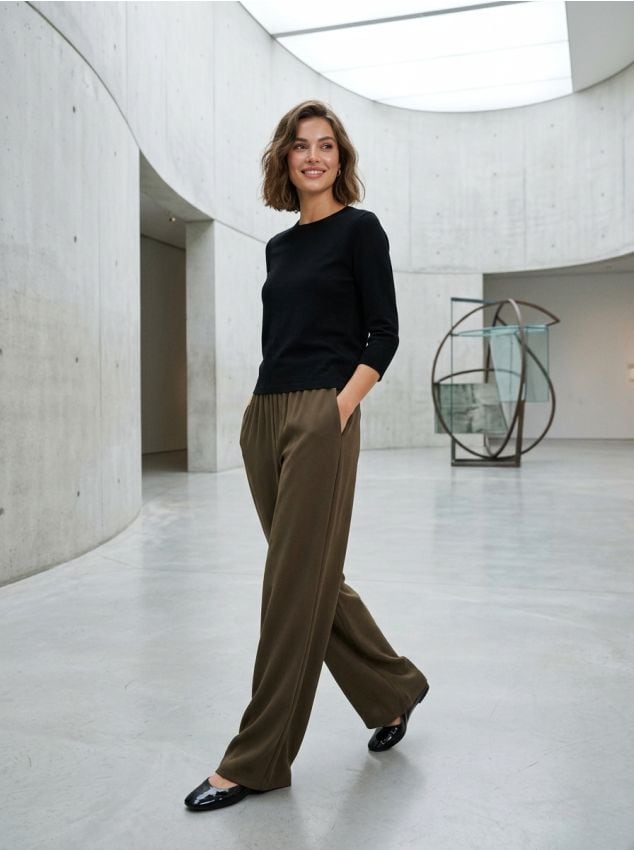 Sinsay - Pantaloni palazzo - maro-închis