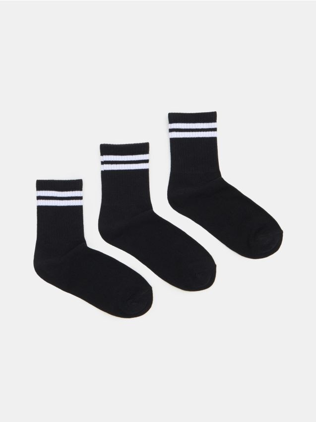 Sinsay - Șosete cu bumbac în dungi 3 pack - multicolor