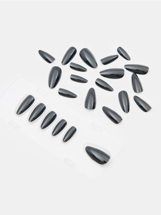 Sinsay - Unghii false în formă de migdale 24 pack - negru