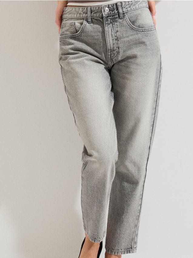 Sinsay - Blugi mom fit clasici - gri