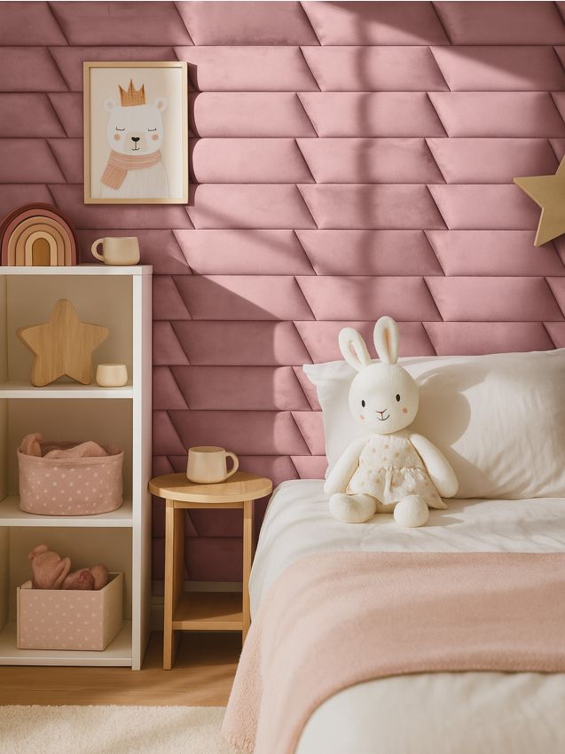 Sinsay - Čalúnený panel s zamatovým povrchom - pastelová ružová