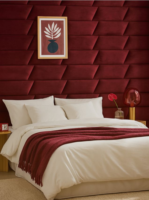 Sinsay - Čalúnený panel s zamatovým povrchom - bordová