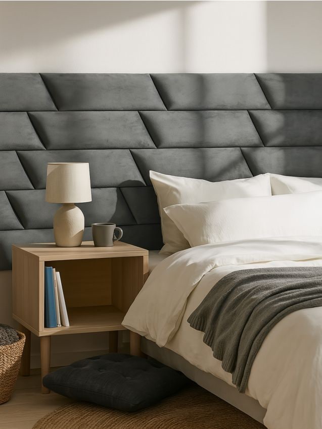 Sinsay - Čalúnený panel s zamatovým povrchom - tmavosivá