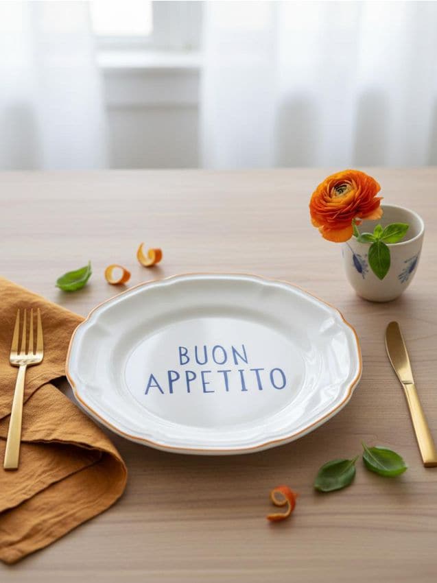 Sinsay - Farfurie ceramică cu inscripția Buon Appetito - galben