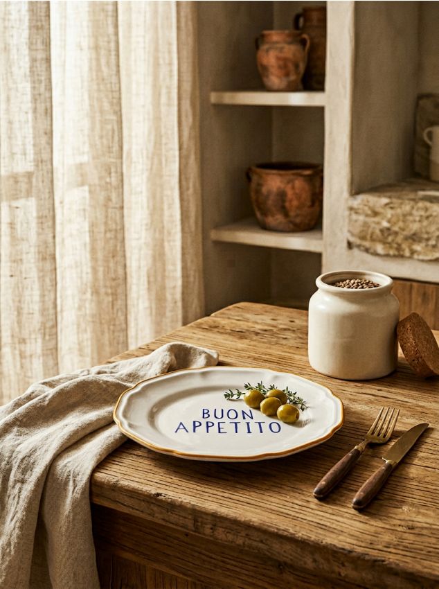 Sinsay - Farfurie ceramică cu inscripția Buon Appetito - galben