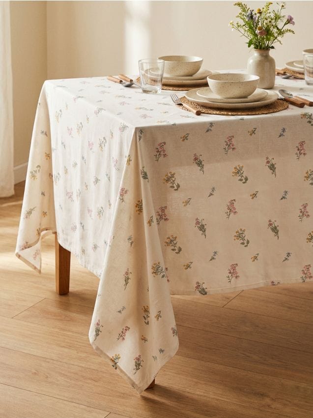 Sinsay - Față de masă cu motiv floral - verde-maroniu