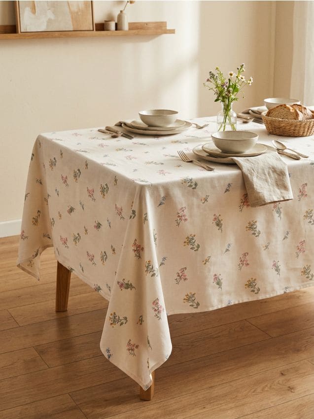 Sinsay - Față de masă cu motiv floral - verde-maroniu