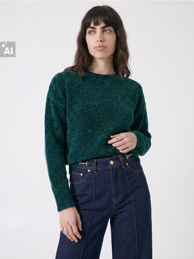Sinsay - Pulover oversized - albastru-verzui