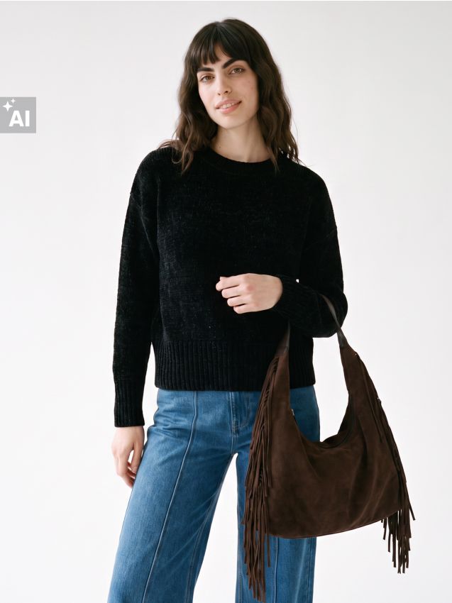 Sinsay - Pulover oversized - negru