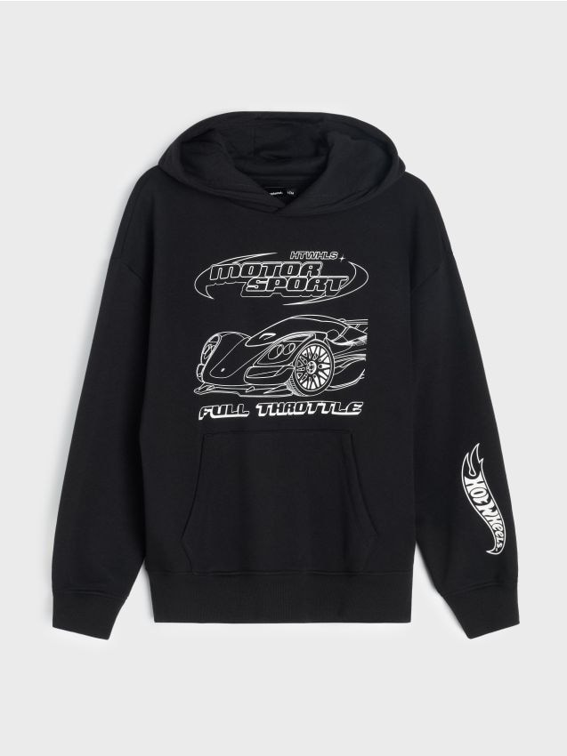 Sinsay - Hanorac cu imprimeu Hot Wheels - negru