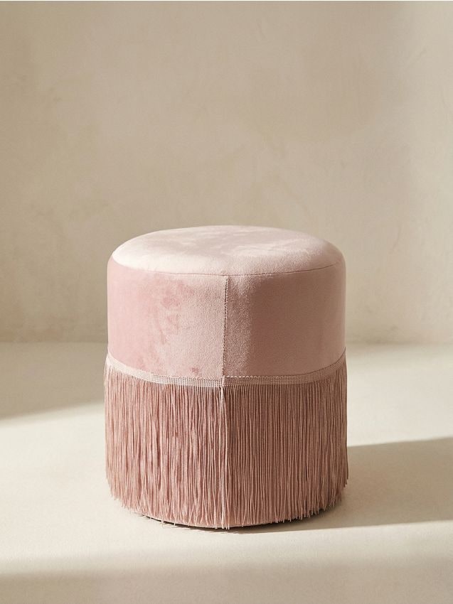 Sinsay - Puf cu franjuri decorative - roz-pastel
