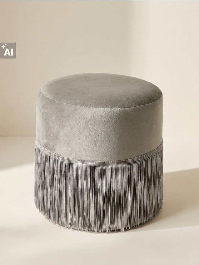 Sinsay - Puf cu franjuri decorative - gri deschis