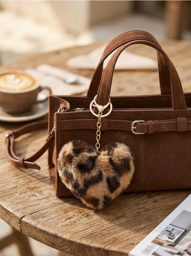 Sinsay - Breloc pufoș în formă de inimă cu imprimeu leopard - multicolor