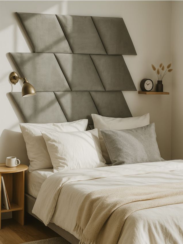 Sinsay - Čalúnený panel s zamatovým povrchom - svetlošedá