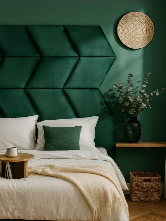 Sinsay - Čalúnený panel s zamatovým povrchom - tmavozelená