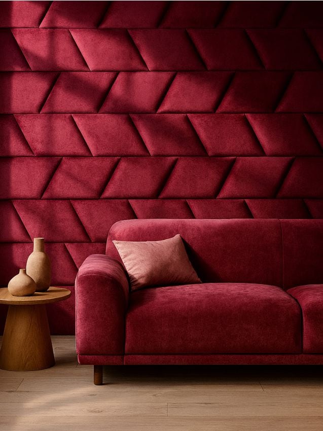 Sinsay - Čalúnený panel s zamatovým povrchom - bordová