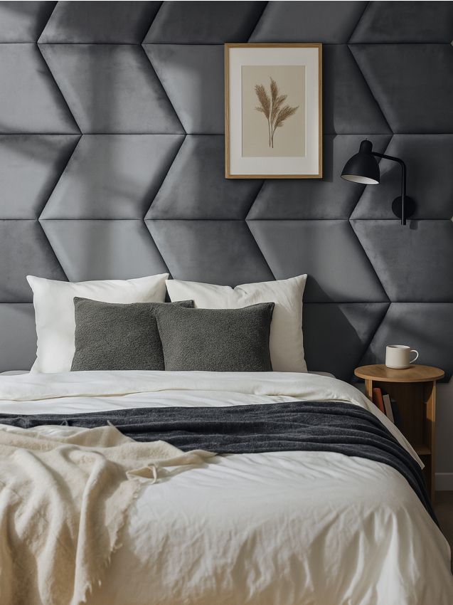 Sinsay - Čalúnený panel s zamatovým povrchom - tmavosivá