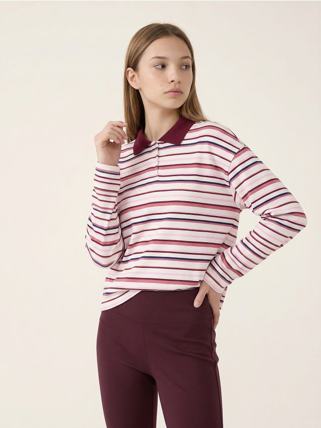 Sinsay - Bluza polo cu dungi din bumbac - multicolor