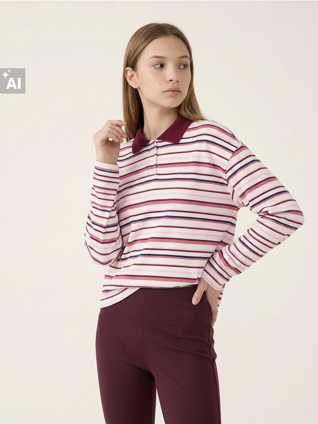 Sinsay - Bluza polo cu dungi din bumbac - multicolor