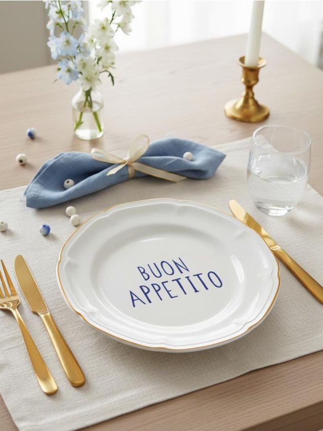 Sinsay - Farfurie ceramică cu inscripția Buon Appetito - galben